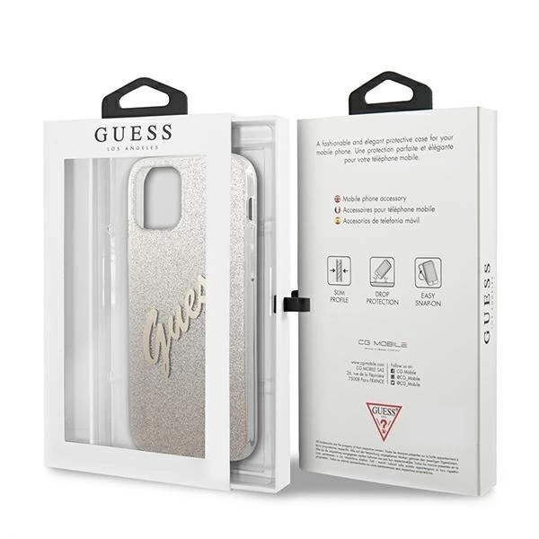 Guess GUHCP12SPCUGLSGO iPhone 12 mini 5,4" złoty/gold Hardcase Glitter Gradient Script