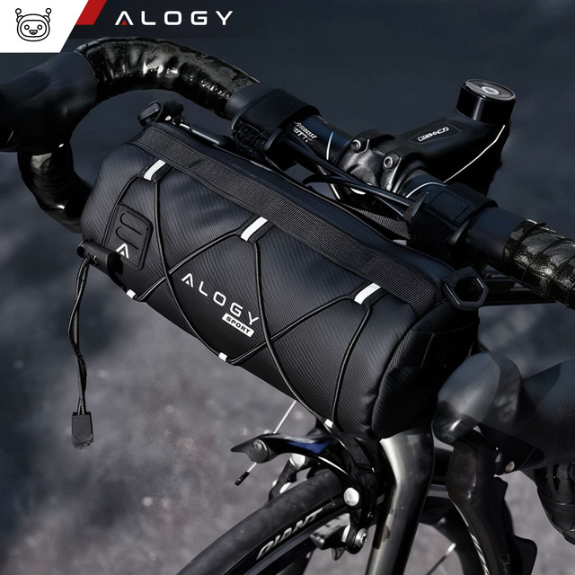 Taška na bicykel taška 2,5 l držiak na bicykel rám na riadidlá obal na tašku 23,6 x 10,5 x 10 cm (S) Alogy Sport čierna