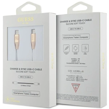 Kabel Guess GUCCLALRGDD USB-C do USB-C 1,5m, rychlé nabíjení, zlatý
