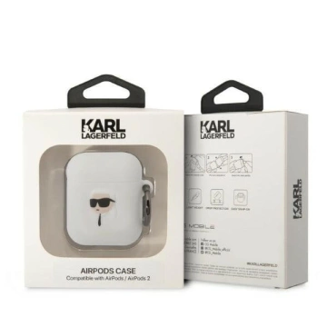Ochranné puzdro na slúchadlá Karl Lagerfeld pre AirPods 1/2 kryt biely/biely Silikón Karl Head 3D