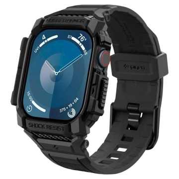 Hülle mit Armband für Apple Watch 10 (46 mm) Mattschwarz Spigen Rugged Armor Pro