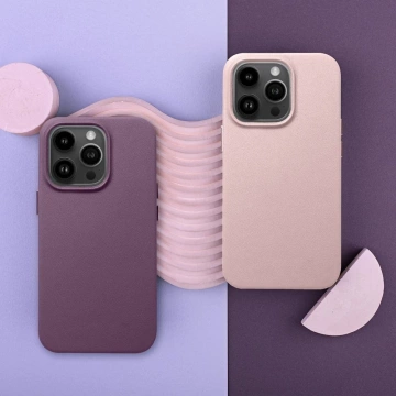 Leather Mag Cover case compatible with MagSafe for Apple iPhone 15 Plus dark purple