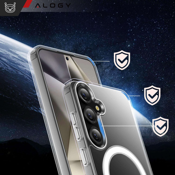 Puzdro pre Samsung Galaxy S23 FE Plus Mag Safe Hybrid Case Zadný kryt krytu Anti-Shock Clear Alogy Transparent