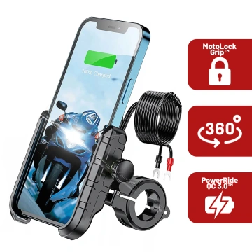 Kewig KWG-M8 motorcycle phone holder with QC 3.0 charger