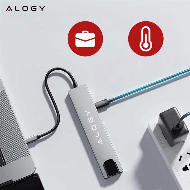 Hub 8in1 USB-C to 2xA 2xC HDMI SD Micro LAN 100mb – Alogy MultiHub™ For Notebook Laptop