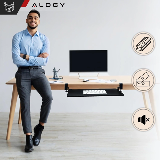 Тримач мишки та клавіатури Alogy Desk Mount, підставка, чорний