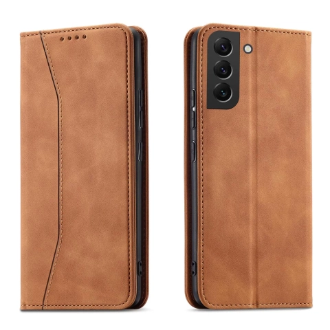 Magnet Fancy Case Cover pre Samsung Galaxy S22 (S22 Plus) Puzdro Puzdro na peňaženku hnedé