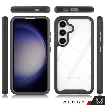 Schutzhülle für Samsung Galaxy S24, gepanzerte Abdeckung, Hydrogel-Displayschutzfolie, 360 ​​Defense Pro Alogy, Schwarz