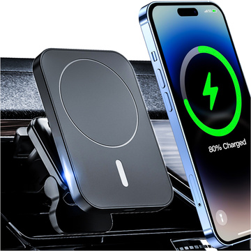 Автомобільний тримач із зарядним пристроєм Qi для MagSafe Alogy на решітці 15W Black