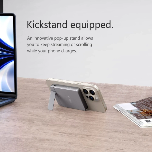 Зовнішній акумулятор MagSafe Tech-Protect PB14 5000mAh Pop-up, колір «космічний сірий»