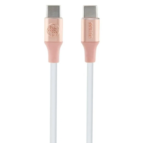 Kabel Guess USB-C do USB-C 1,5m, silikonowy, szybkie ładowanie, różowy