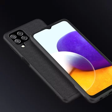 Nillkin Textured Case Odolné vyztužené pouzdro s gelovým rámem a nylonem na zadní straně pro Samsung Galaxy A22 4G černé