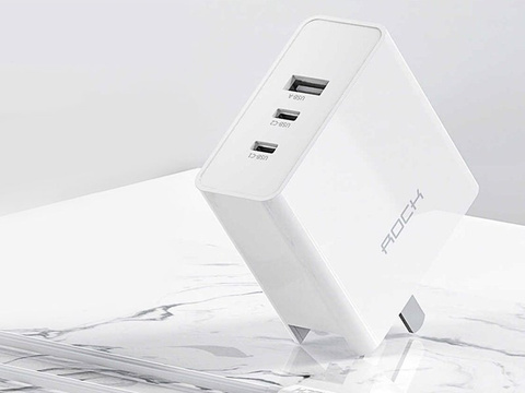 USB nástěnná nabíječka 2x USB-C Rock Gan EU / US USB-C kabel typu C