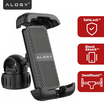 Uchwyt rowerowy do telefonu 4.7–6.8" – regulowany, obrót 360°, stabilne mocowanie na kierownicę roweru i motocykla – Alogy Sport Pro-Fit™ Czarny