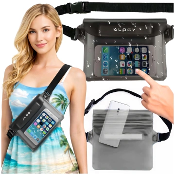 Waterproof case waist bag phone case water resistant 21.5x23.5cm Alogy Waterproof Black