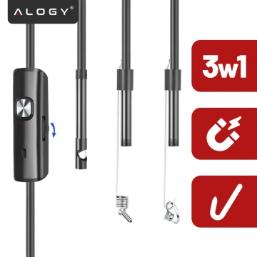Alogy Duo Cam 1920 Full HD Lightning endoskopická inspekční kamera pro iPhone, USB-C, micro USB 3m 8mm černá