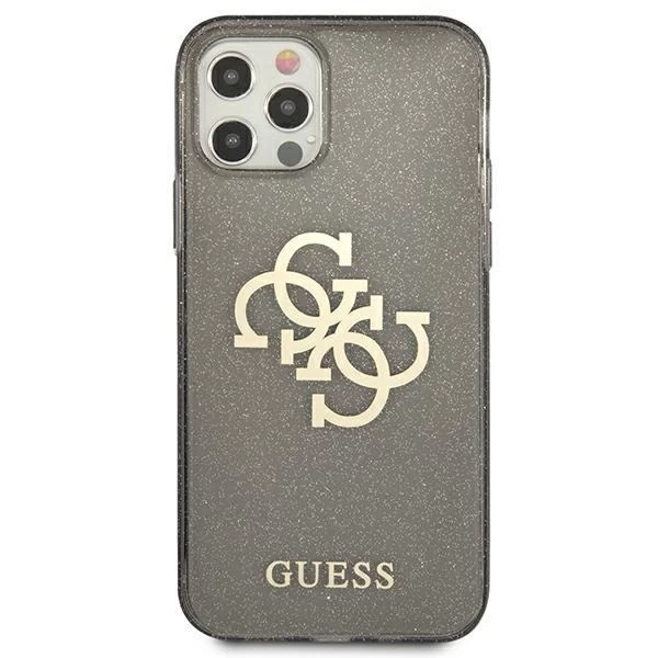Guess GUHCP12LPCUGL4GBK iPhone 12 Pro Max 6,7" čierne/čierne pevné puzdro Glitter 4G Big Logo