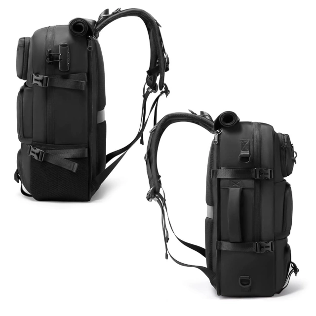 Bange wasserdichter Rucksack für 15,6-Zoll-Laptop, Stadtreisender, 45 x 30 x 16 cm, für Arbeit, Flugzeug, Herren, Damen, mit USB-Anschluss Schwarz