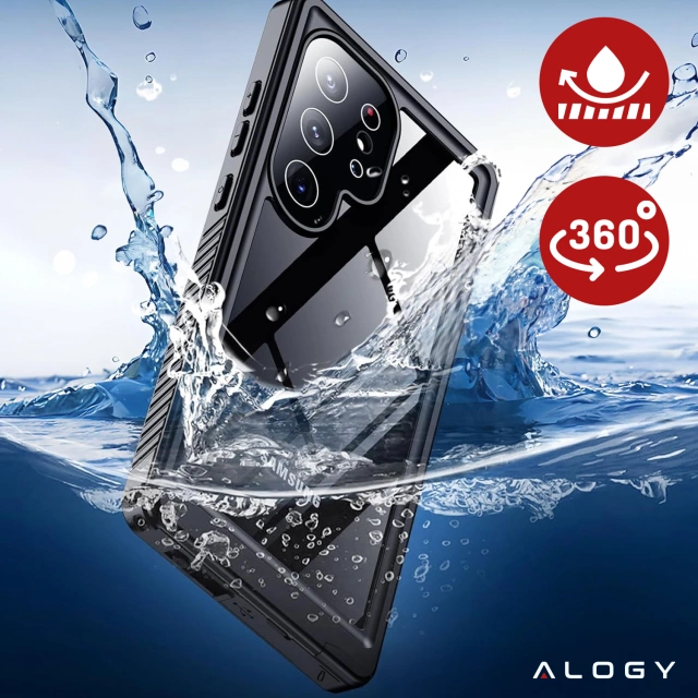 Case for Samsung Galaxy S24 Ultra Armored Waterproof IP68 360 Armor Case for Mag Safe Alogy black