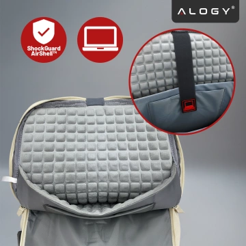 Бізнес-рюкзак Alogy UrbanPack Pro™ для ноутбуків 15-16 дюймів – водонепроникний, ударостійкий, з кишенею для пляшки та ремінцем для багажу – бежевий