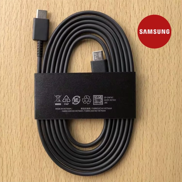 USB-C-Kabel 5A 1,8 m Original Samsung EP-DX510, Schnelllade-, Ladegerät- und Datenübertragungskabel, Schwarz