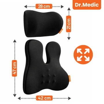 2-in-1-Autokissen mit Massage- und Heizfunktion – ergonomische Unterstützung für Nacken, Rücken und Lendenwirbelsäule, elektrisches Massagegerät mit Vibrationen für Fahrer und Beifahrer – Dr.Medic RelaxTherapyHeat™