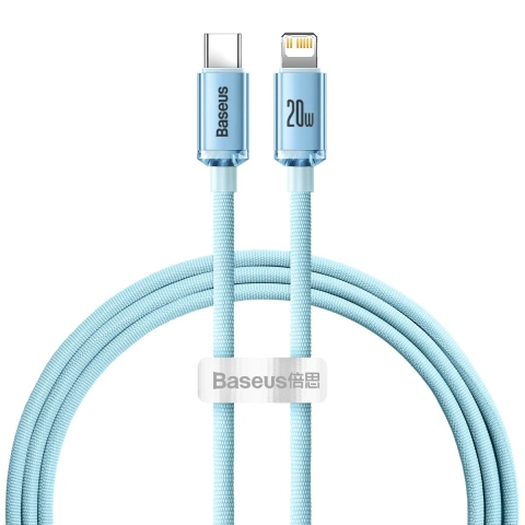Baseus Crystal Shine Series USB Type C - Lightning кабель швидкої зарядки Power Delivery 20W 1.2m синій (CAJY001303)