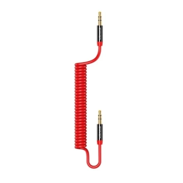 USAMS Adaptér Spring audio jack 3,5 mm -3,5 mm 1,2 m černý/červený SJ256YP02 (US-SJ256)