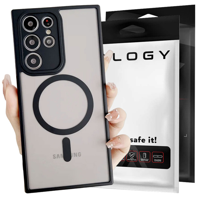 Etui do Samsung Galaxy S23 Ultra obudowa do MagSafe Case matowe Alogy Ring Mag Clear do ładowarek Qi Czarne