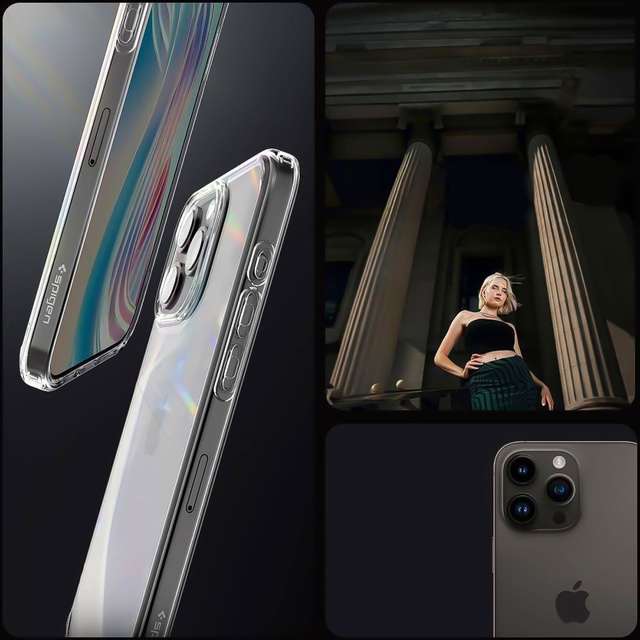 Case for iPhone 15 Pro Max Spigen Ultra Hybrid Case, back cover, Crystal Clear Glass