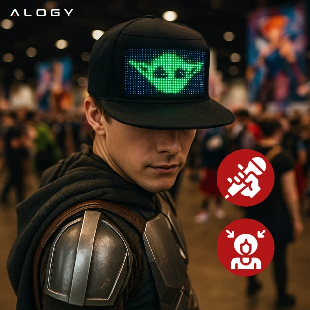 Alogy PixelCap™ LED Baseball Cap with RGB LED Lighting, Bluetooth Pixels, Mobile Phone Controlled, Pixel App, Black