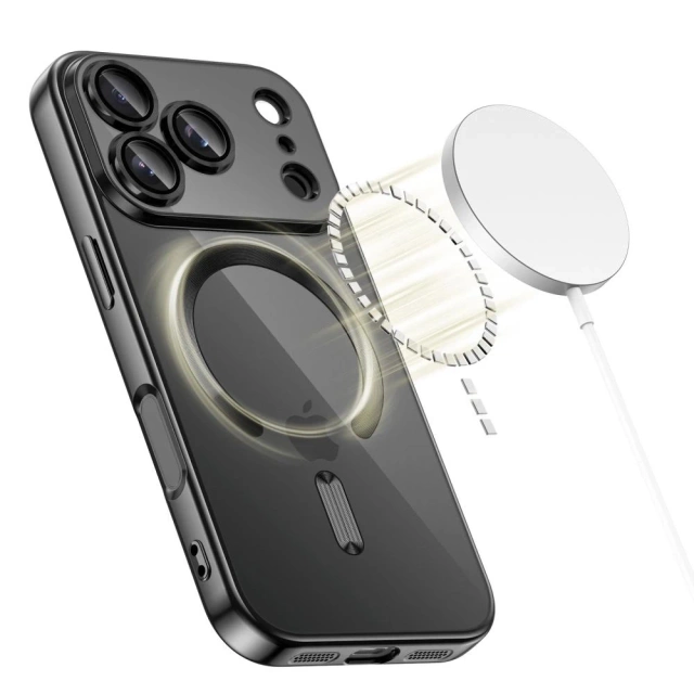 Etui Tech-Protect MagFlex MagSafe do iPhone 17, przezroczysto-czarne