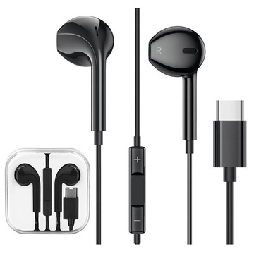 Kabelová sluchátka Vega Colors EarPods USB-C Typ C NOVÝ CHIP Černá