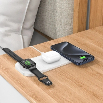 Bezdrôtová nabíjačka HOCO 3v1 kompatibilná s Apple Watch 15W CQ5 biela