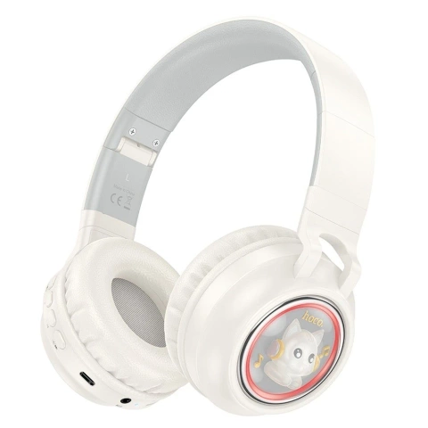 HOCO W50 Bluetooth wireless headphones with RGB backlight and cats white