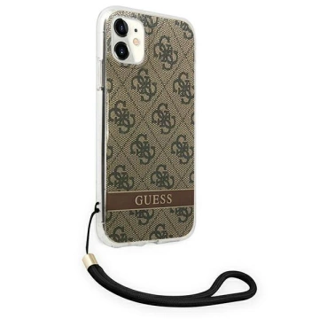 Etui Guess GUOHCN61H4STW do Apple iPhone 11 6,1" brązový/hnedý pevný obal 4G Print Strap