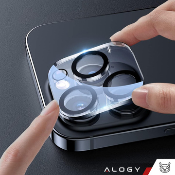 Hülle für iPhone 14 Pro Max 4er Set Brille 5in1 gepanzert 360 Alogy Hybrid 2x Bildschirmglas 2x Linse schwarz-transparent