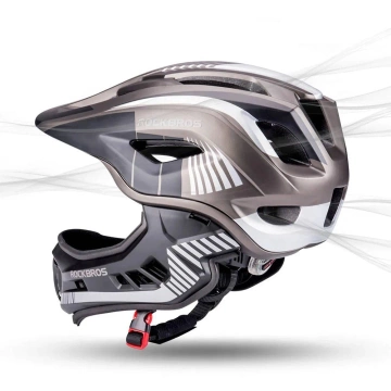 Detská cyklistická prilba s odnímateľným šiltom Rockbros TT-32SBTG-M veľkosť M - šedá