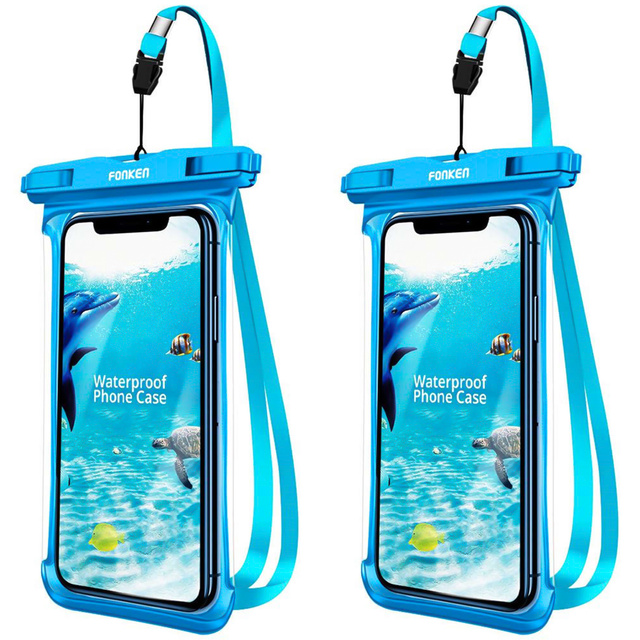 2x Fonken Waterproof Waterproof Phone Case Universal IPX8 to 6.5 Blue
