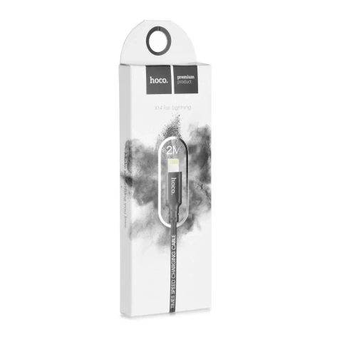 HOCO USB-A auf Lightning Kabel X14 2m Schwarz Textilgeflecht