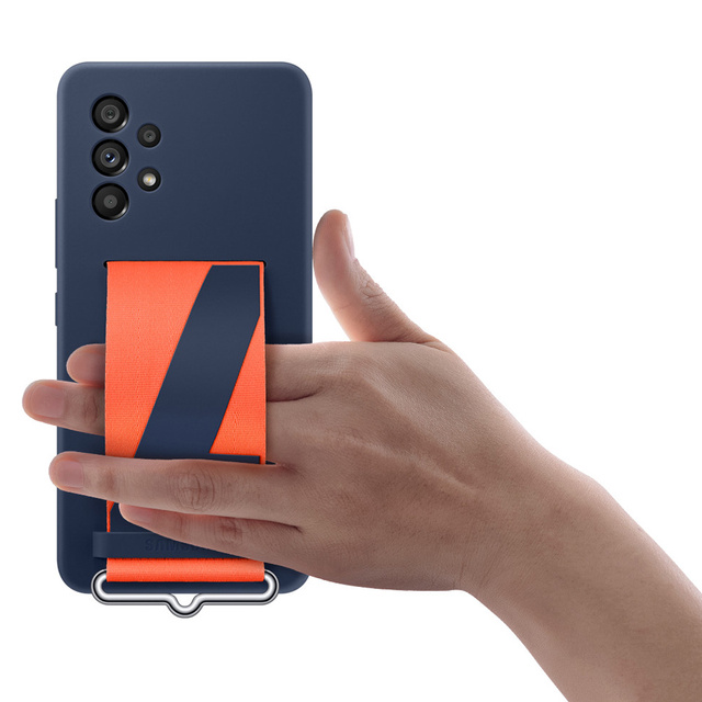 Originálne puzdro Samsung Silicone Cover Strap pre Samsung Galaxy A53 5G námornícka modrá