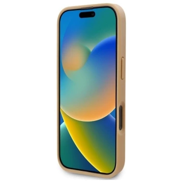 Karl Lagerfeld pouzdro pro iPhone 16 Pro 6,3" béžové MagSafe pevné pouzdro kožené monogram kovové logo