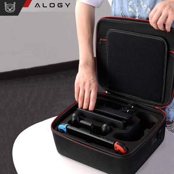 Чохол Валіза Сумка для Nintendo Switch OLED Аксесуари 21 ігор Alogy Водонепроникний з ремінцем Чорний