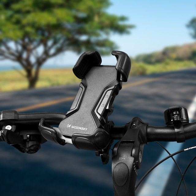 Wozinsky strong phone holder for bicycle, motorcycle, scooter handlebars black (WBHBK6)