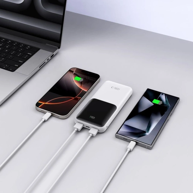Powerbank Tech-Protect PB01 10000mAh 22.5W Biały USB-A USB-C