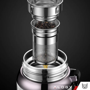 Thermos bottle thermal bottle 800ml for coffee tea yerba mate LED strainer string Alogy display Black
