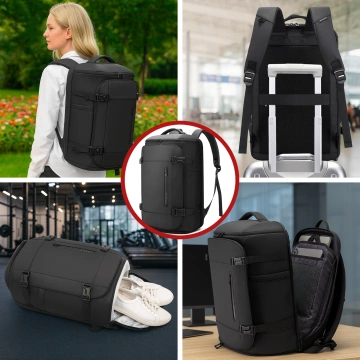 Водонепроникний рюкзак Bange для ноутбука 15.6", city traveler, 45х30х16 см, для роботи, літака, чоловічий, жіночий, з USB портом Чорний