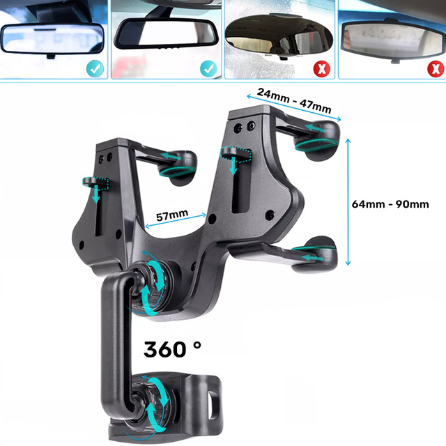 Автотримач для дзеркала заднього виду Alogy Black