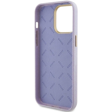 Etui Guess GUHCP15LPGMCSL pro iPhone 15 Pro 6,1" liliově/lila pevný obal Glitter Glossy Script