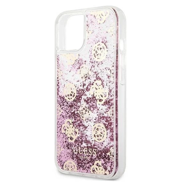Guess GUHCP13SLGPEPI iPhone 13 mini 5,4" różowy/ružové pevné puzdro Peony Liquid Glitter